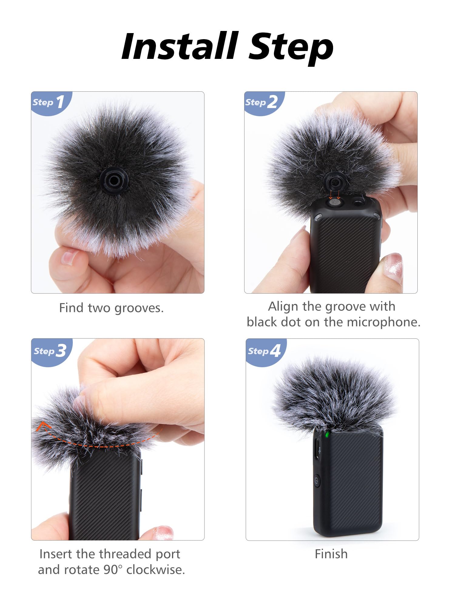 SUNMON DJI Mic Windscreen Furry Foam – DJI Wireless Mic Outdoor Microphone Cover Muff Pop Filter Noise Reduction, Mic Covers for DJI Microphone Wireless(4 PC)