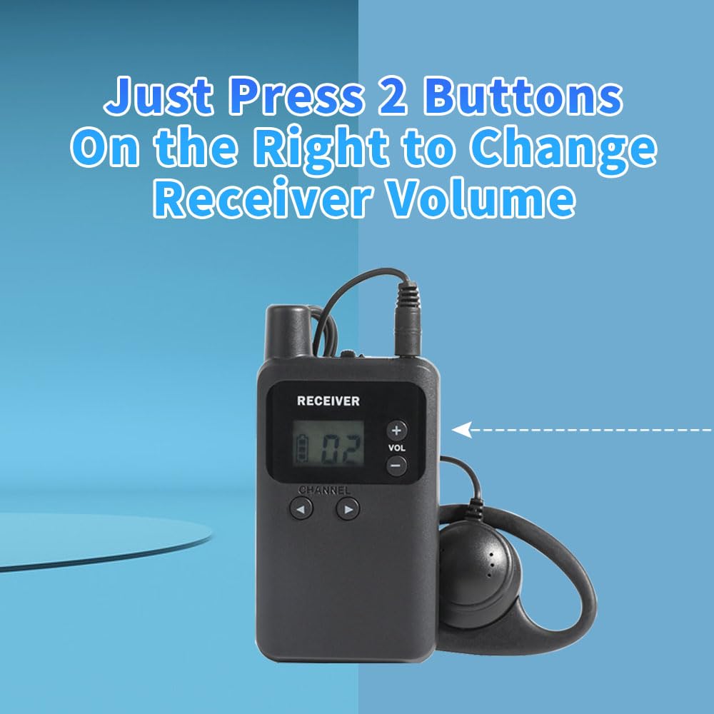 AGJ Wireless Tour Guide System, Tour Guide Microphone and Speaker, Tour Guide Headsets 1 Transmitter 15 Receivers 1 Charger Court Church Translation System for Factory School