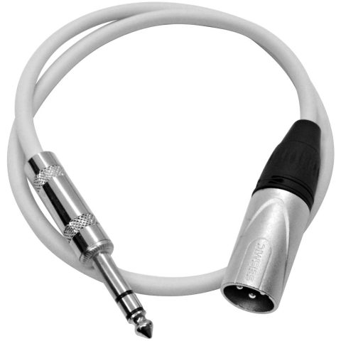 Seismic Audio – SATRXL-M2White – 2 Foot White XLR Male to 1/4 Inch TRS Patch Cables – 2′ Professional Audio Balanced XLR-M to 1/4″ Patch Cord