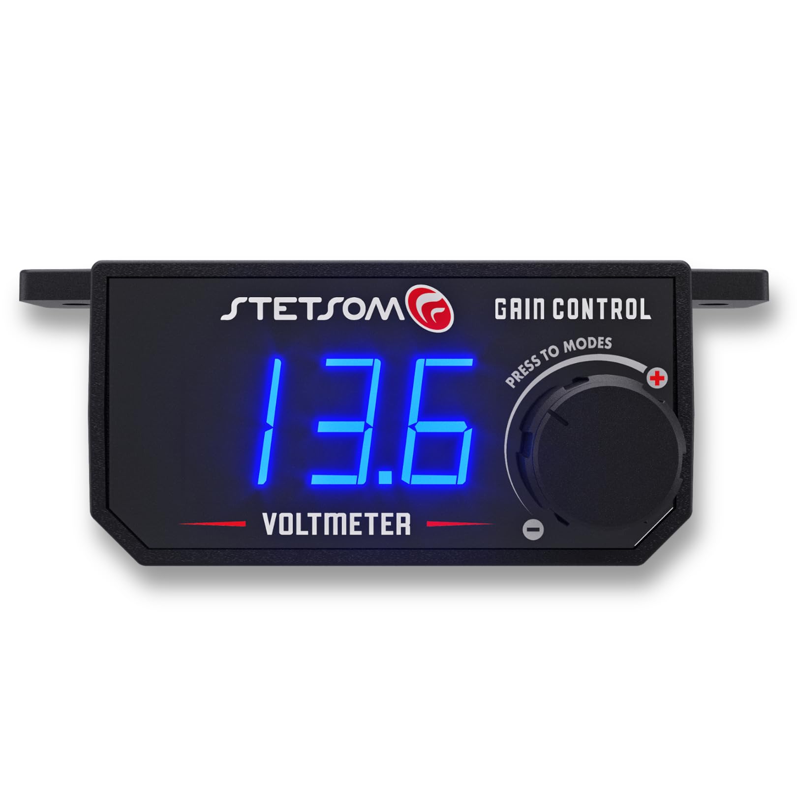 Stetsom 4in1 – Universal Bass Knob with Voltmeter, Gain Control + On/Off Switch + High to RCA Input Converter, Blue LED Display, One Touch On/Off Display, Continuous Touch On/Off Amplifier