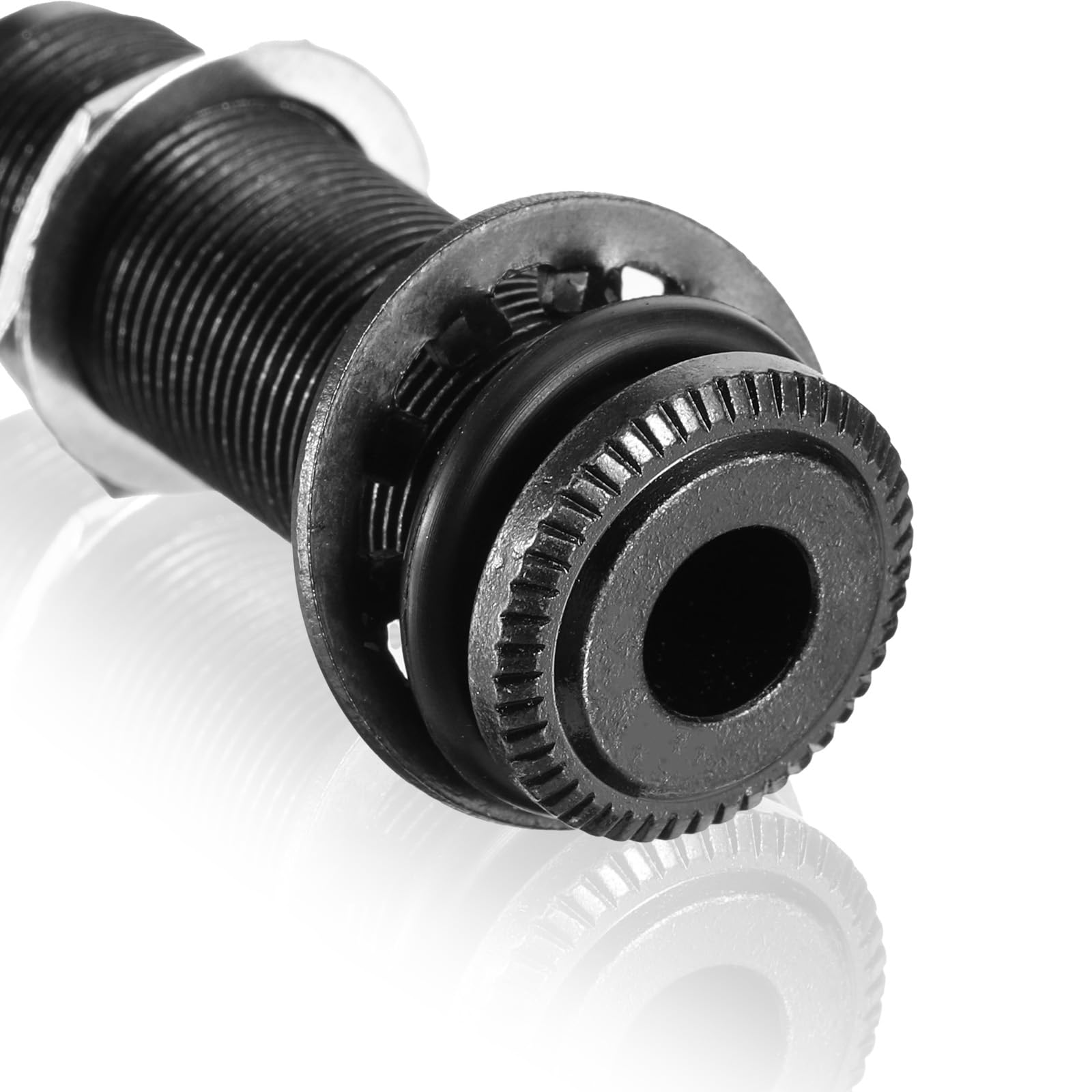 6.35mm Brass Mono Guitar Bass Jack Metal Socket Cylinder Input Output Jack Brass Mono Electric Guitars Bass 1/4inch Metal Barrel Jacks Socket with 3 Pins Guitar Accessories Parts (Black)
