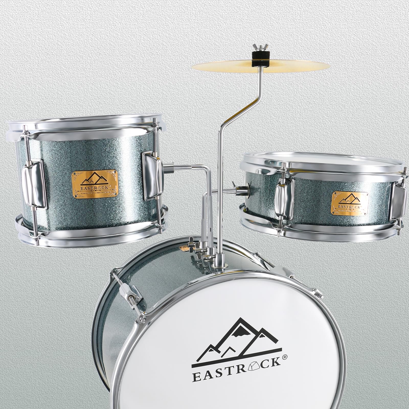 EASTROCK 3 Piece 14” Junior Drum sets for Drummer,Blue-black