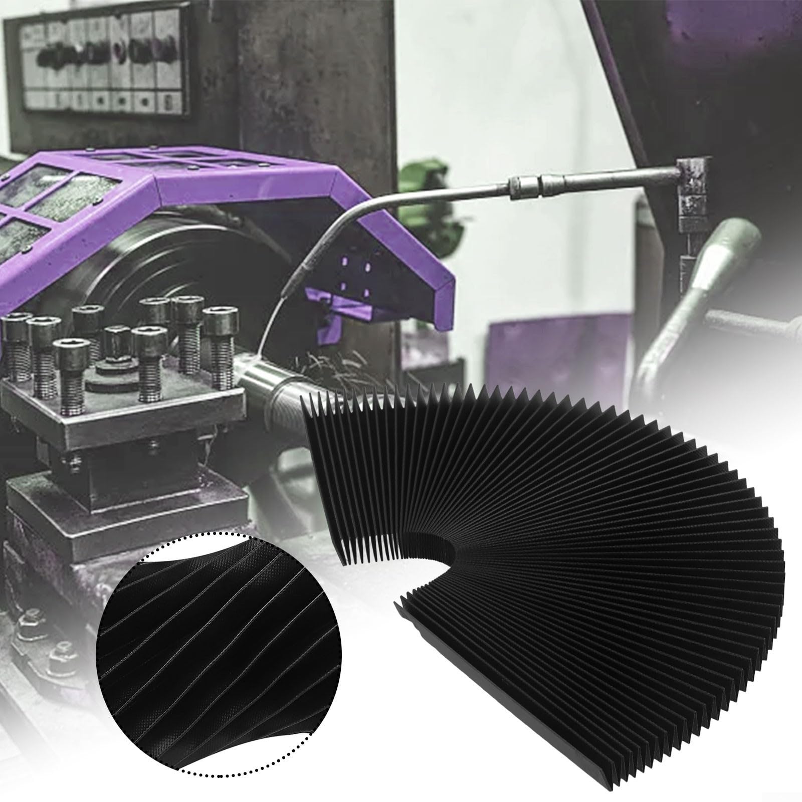 CNC Machine Accordion Cover, Accordion Way Cover Protective, Rubber Flexible Cover Milling Machine 3-proof Cloth Protective, Flat Bellows Cover, L 1500MM* H 15mm (Width 150mm)