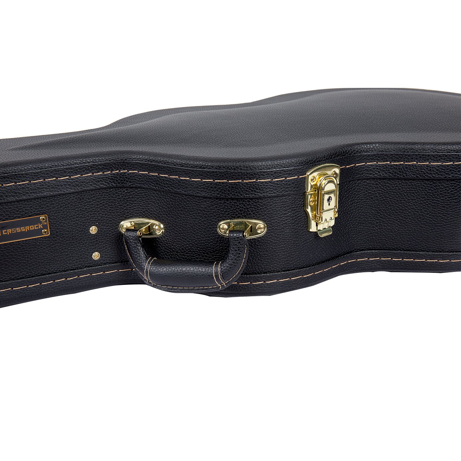 Crossrock Wooden Dreadnought Acoustic Guitar Case | Arched Top, Padded Interior, Lock & Storage – Fits Martin D-28, Taylor 210, Yamaha FG-Black(CRW600DBK)