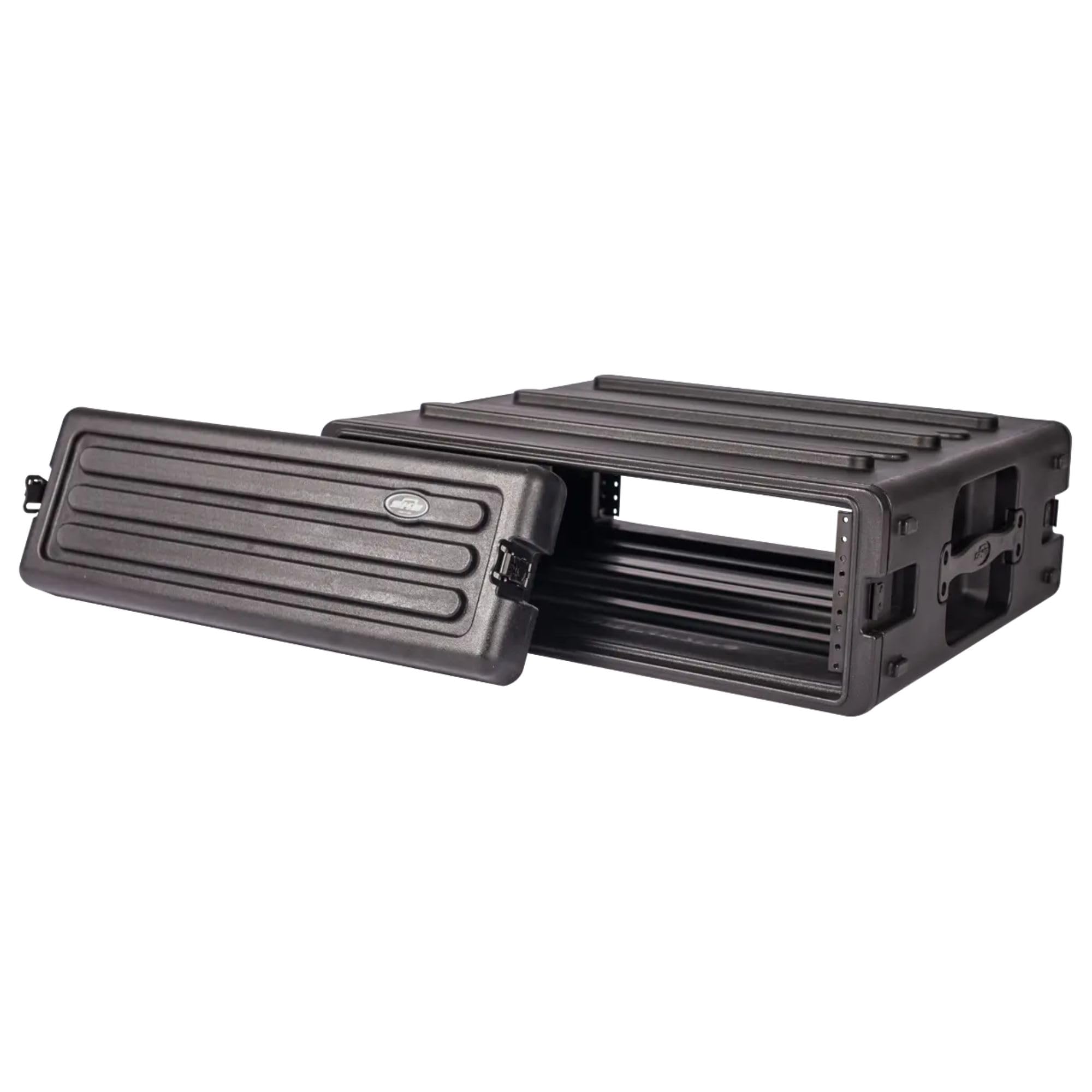 SKB 3U Roto Rack Case – Durable Polyethylene Gear Protector, Stackable, Waterproof with Twist Latches & Rubber Feet for Musicians, Black