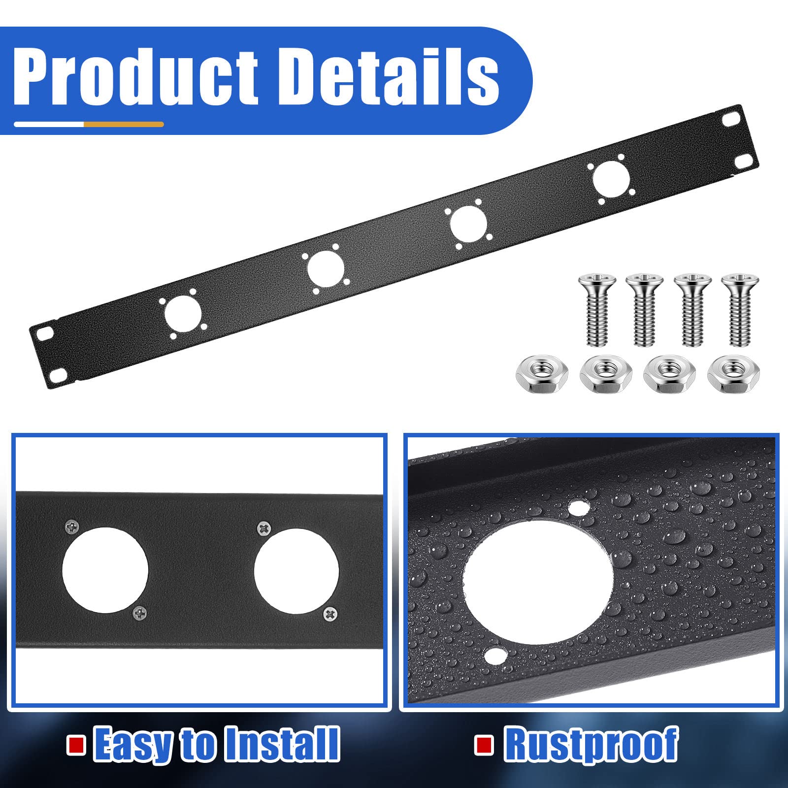 4-hole 1u Audio Rack Panel 4d Series Xlr Patch Panel for 19 Inch Enclosure