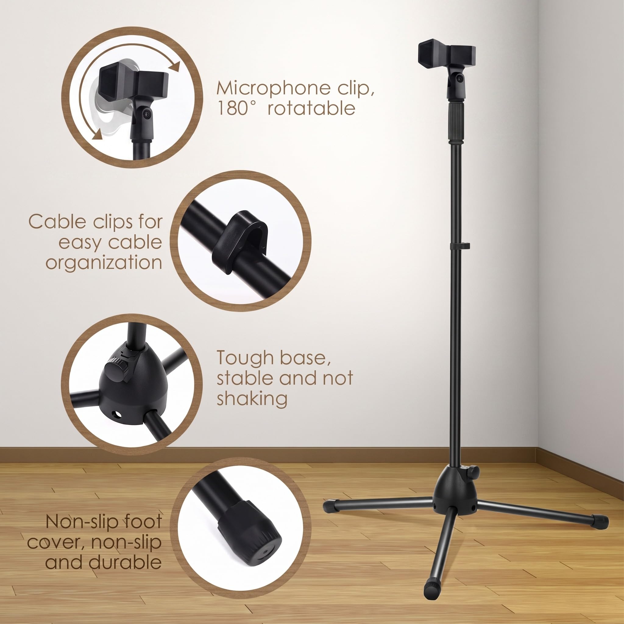 Xuhal 2 Pack Microphone Tripod Stand,Mic Slot