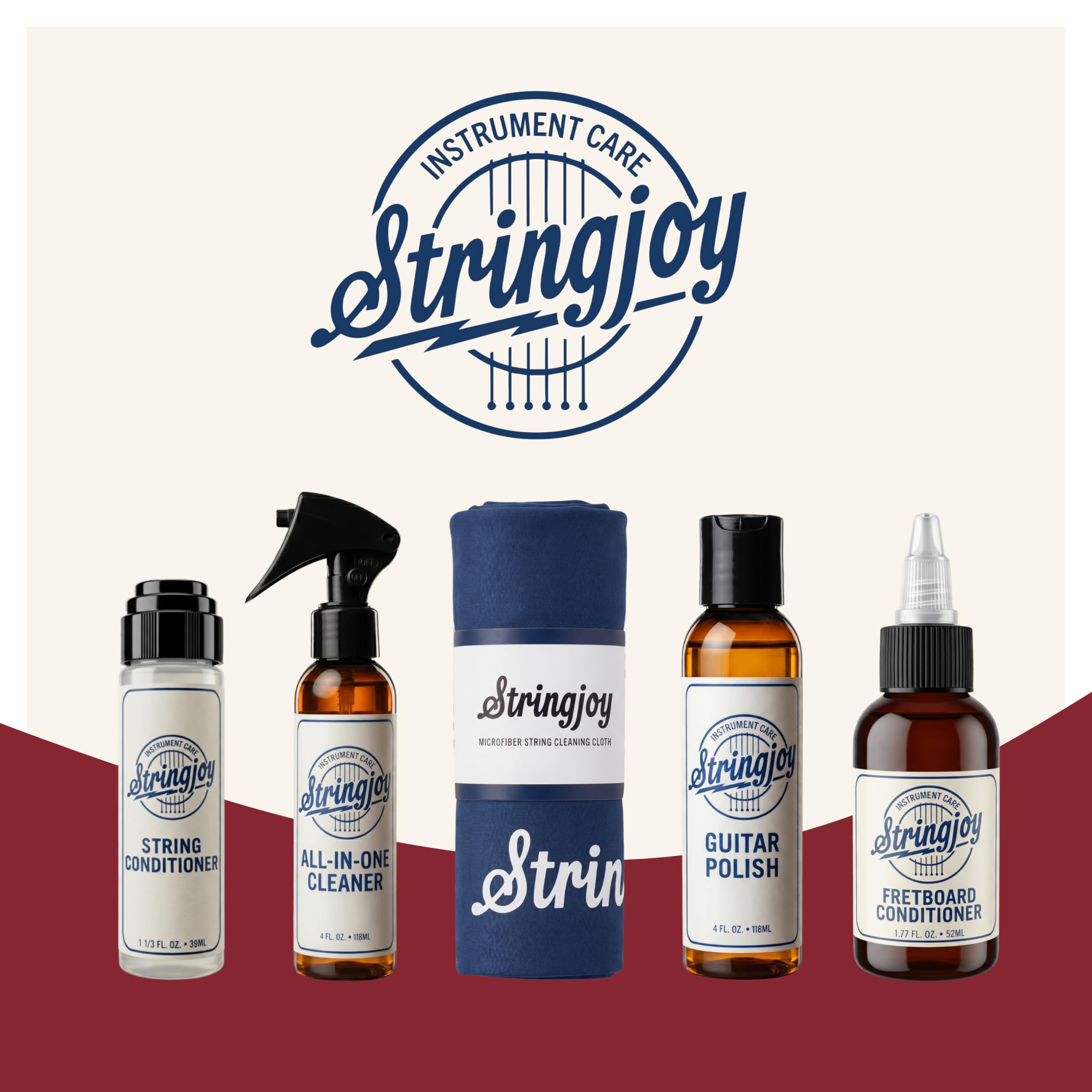 Stringjoy String Conditioner – Guitar String Cleaner for Electric & Acoustic Guitar, Bass, & Stringed Instruments – Prolongs Sound & Playability, Safe for All String Types & Fretboards, 1.33 fl oz