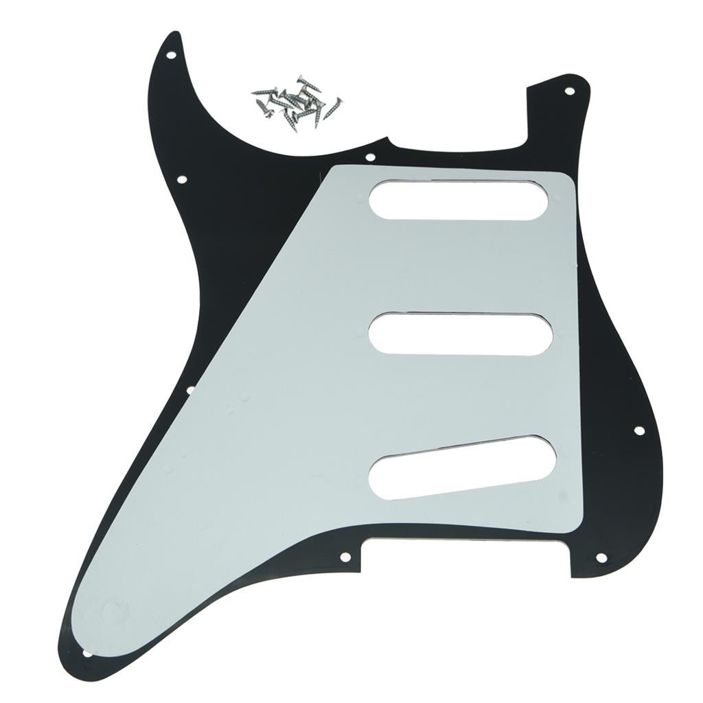 Dopro 11 Hole Vintage 62 Strat ST SSS Single Coil Pickups Guitar Pickguard Scratch Plate with Screws for American FD 62 Stratocaster Black Pearl
