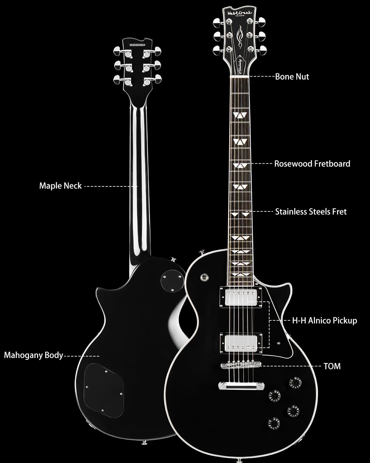 WestCreek Underdog electric guitar (Black)