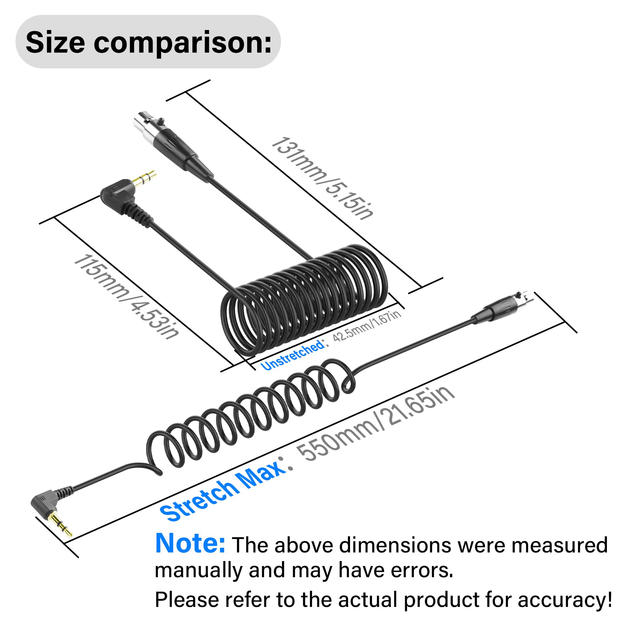 JSADZKJ Mini XLR to 3.5mm Stereo Audio Cable Right Angle 1/8″ TRS Plug to 4-pin Mini XLR Female Microphone Cable Coiled Mini XLR to 3.5mm Cable for DSLR Cameras,Microphones 1.64Ft (4-pin Mini XLR)