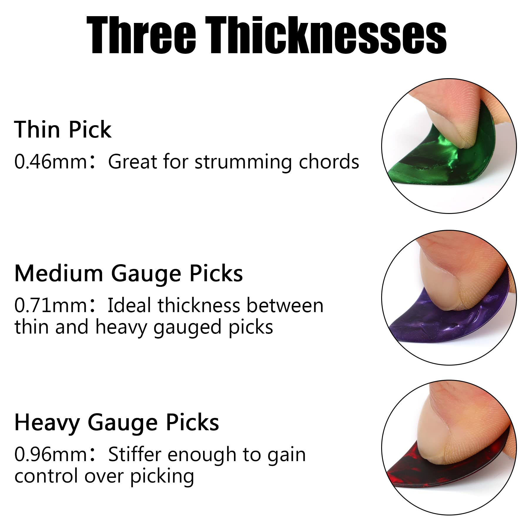 AUGSHY Guitar Picks Sampler Value Pack Includes Thin Medium & Heavy Gauges (90 Mixedcolor)