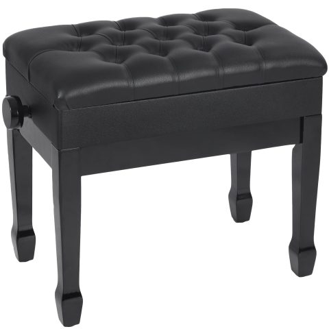 ALAPUR Hydraulic Lift Piano Bench, Height Adjustable Keyboard Stool with PU Leather Seat, 440lbs Capacity, Stable Alloy Base, Anti-Slip Feet for Home, Studio & Vanity,Black