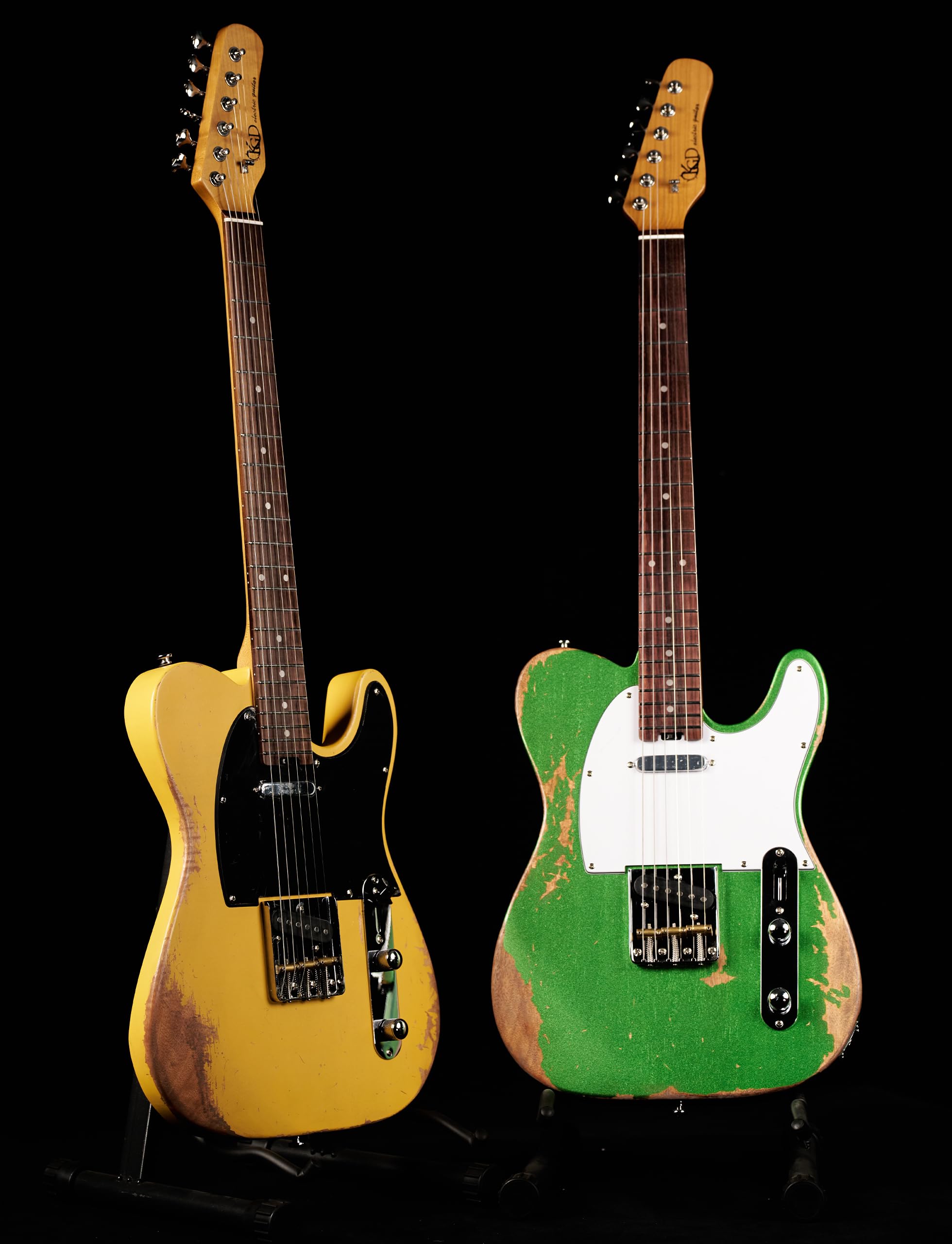 KGD Relic electric guitar mahogany body carbonized maple neck rosewood fretboard 6-string solidbody electric guitar S-S pickupsbrass barrel saddle bridge (Vintage Yellow)