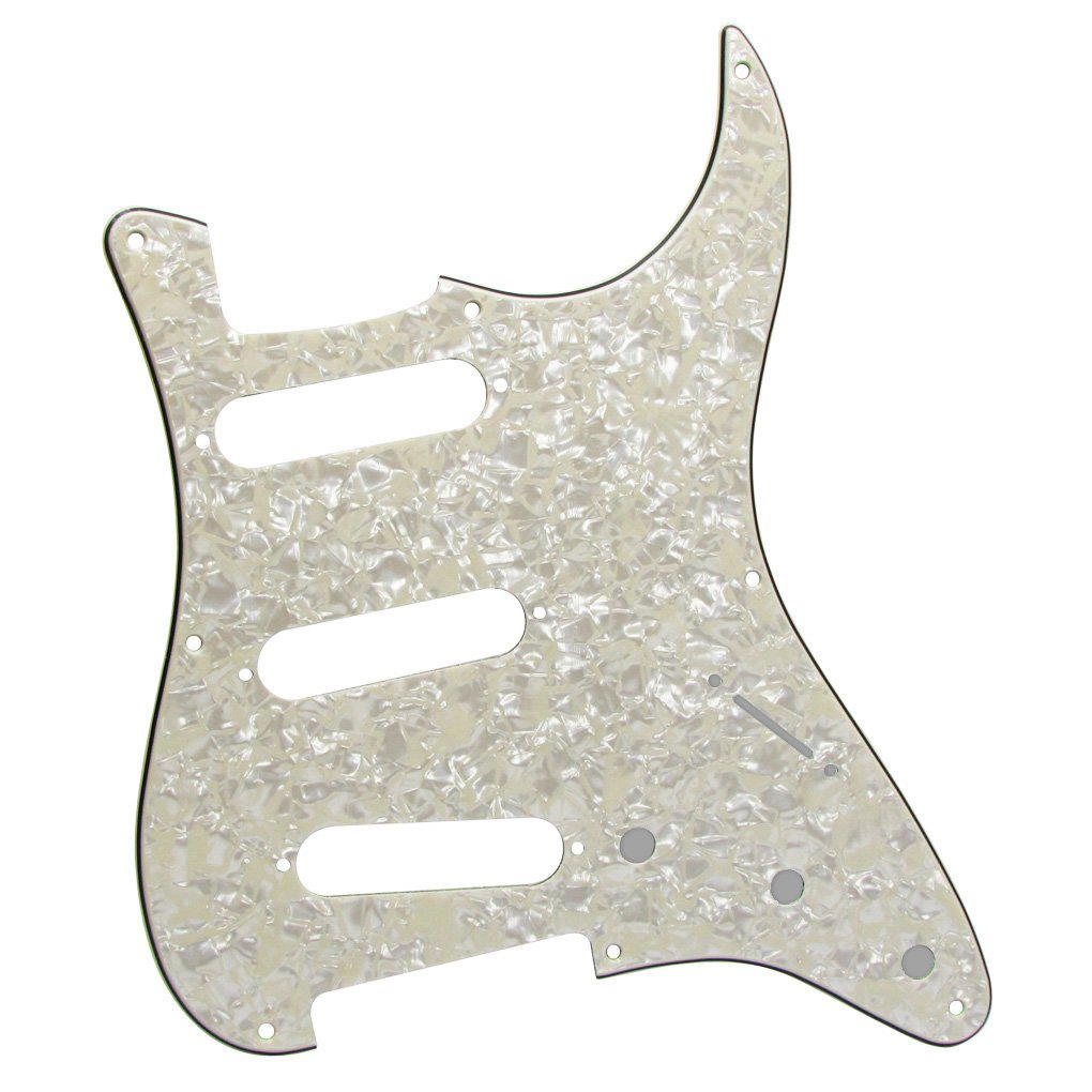 FLEOR SSS 8 Hole Vintage ST Pickguard Guitar Back Plate with Screw for Vintage ST Style Guitar Parts, 4Ply Aged Pearl