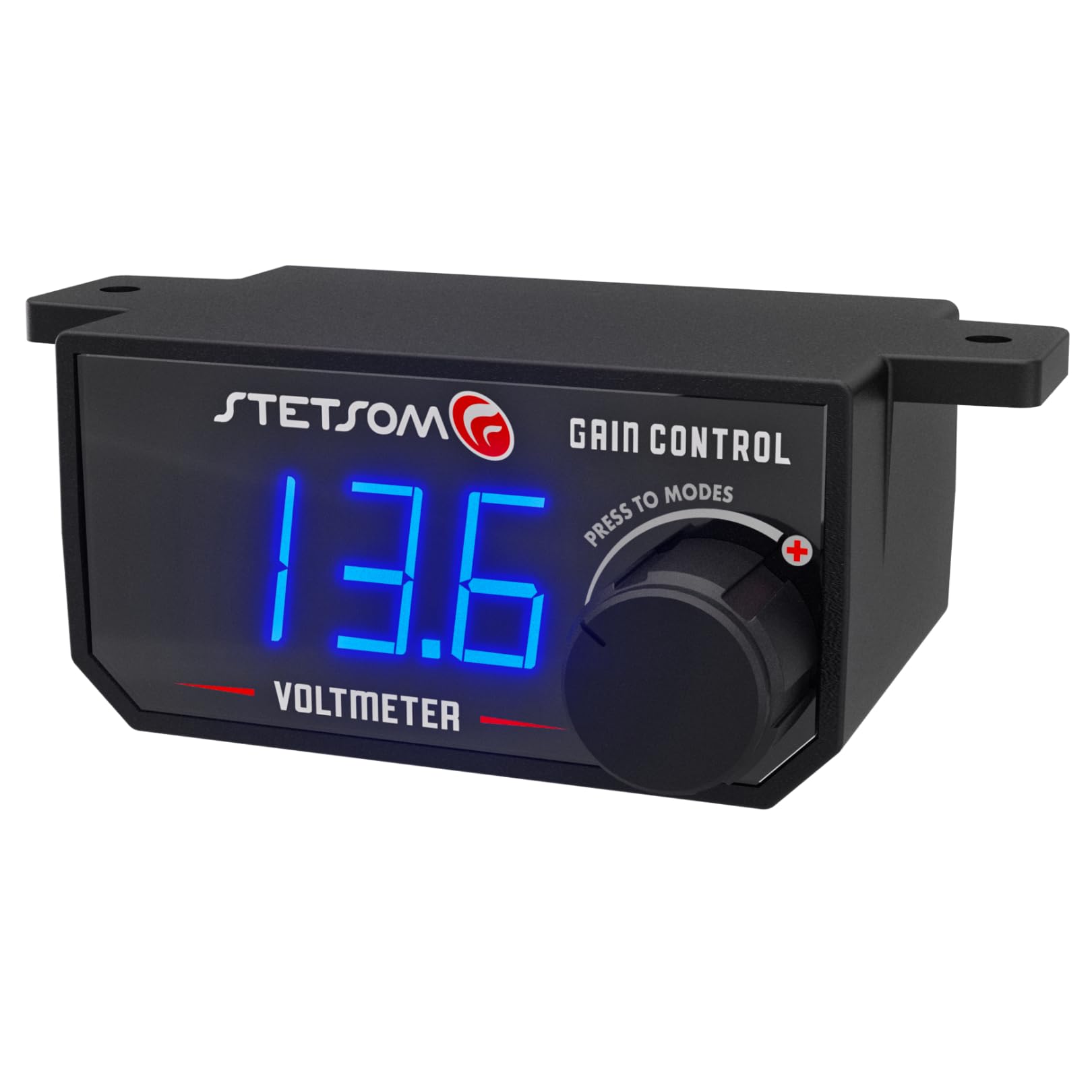 Stetsom 4in1 – Universal Bass Knob with Voltmeter, Gain Control + On/Off Switch + High to RCA Input Converter, Blue LED Display, One Touch On/Off Display, Continuous Touch On/Off Amplifier