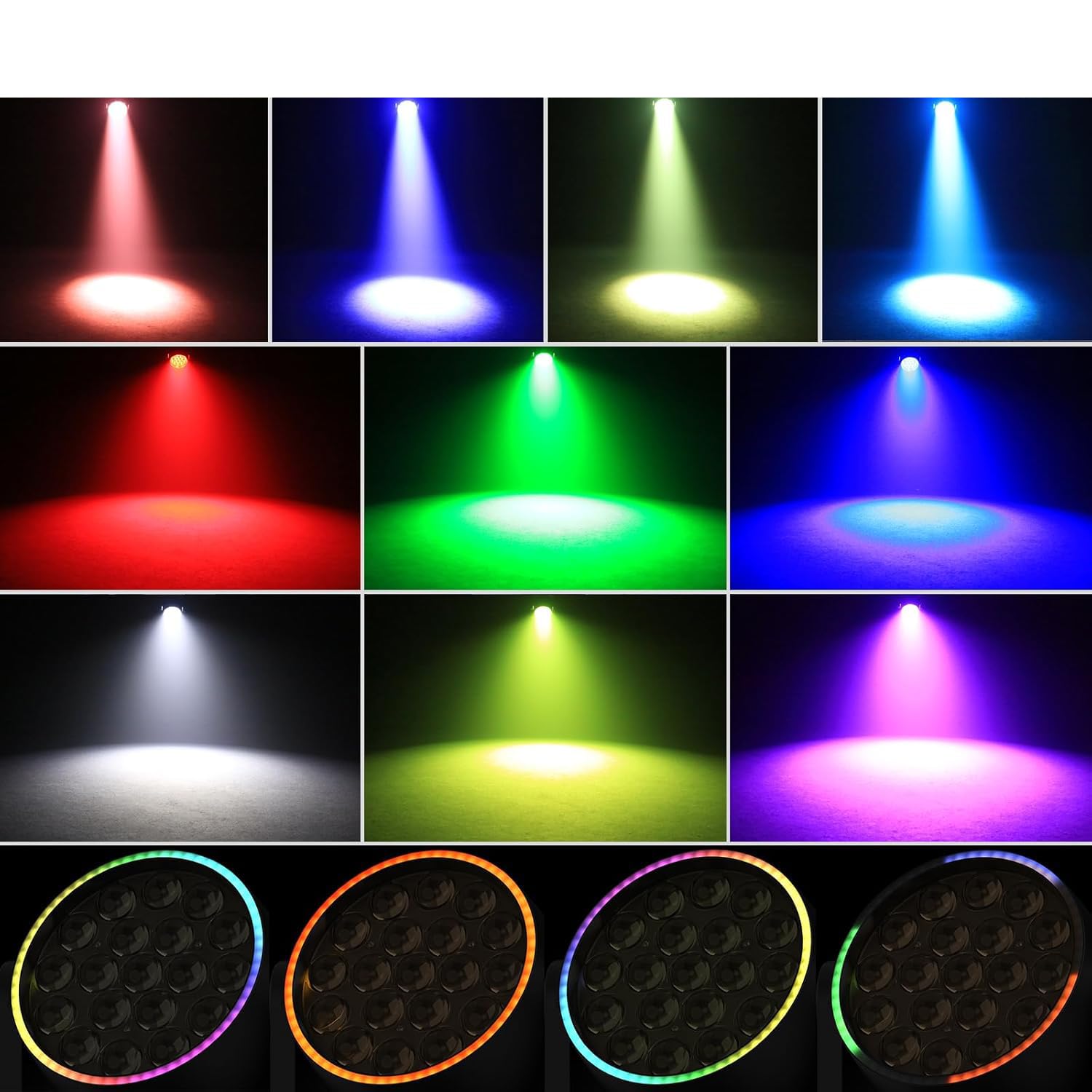 Moving Head DJ Lights, 19x18W DJ Stage Lighting with 4-in-1 RGBW, Professional Auto, DMX512,Sound Activated and Self-propelled Control DJ Lights for Music Party Disco Wedding