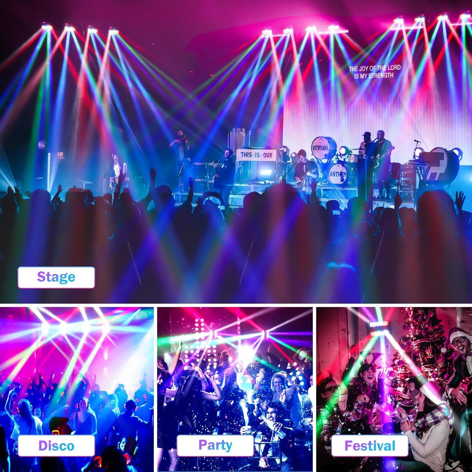 Betopper 8x3W Spider Moving Head DJ Light,RGBW Stage Disco Light-2 Packs