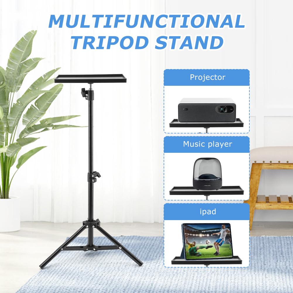 Portable Projector Tripod Stand, 21‑44 Inch Height‑Adjustable Floor Stand