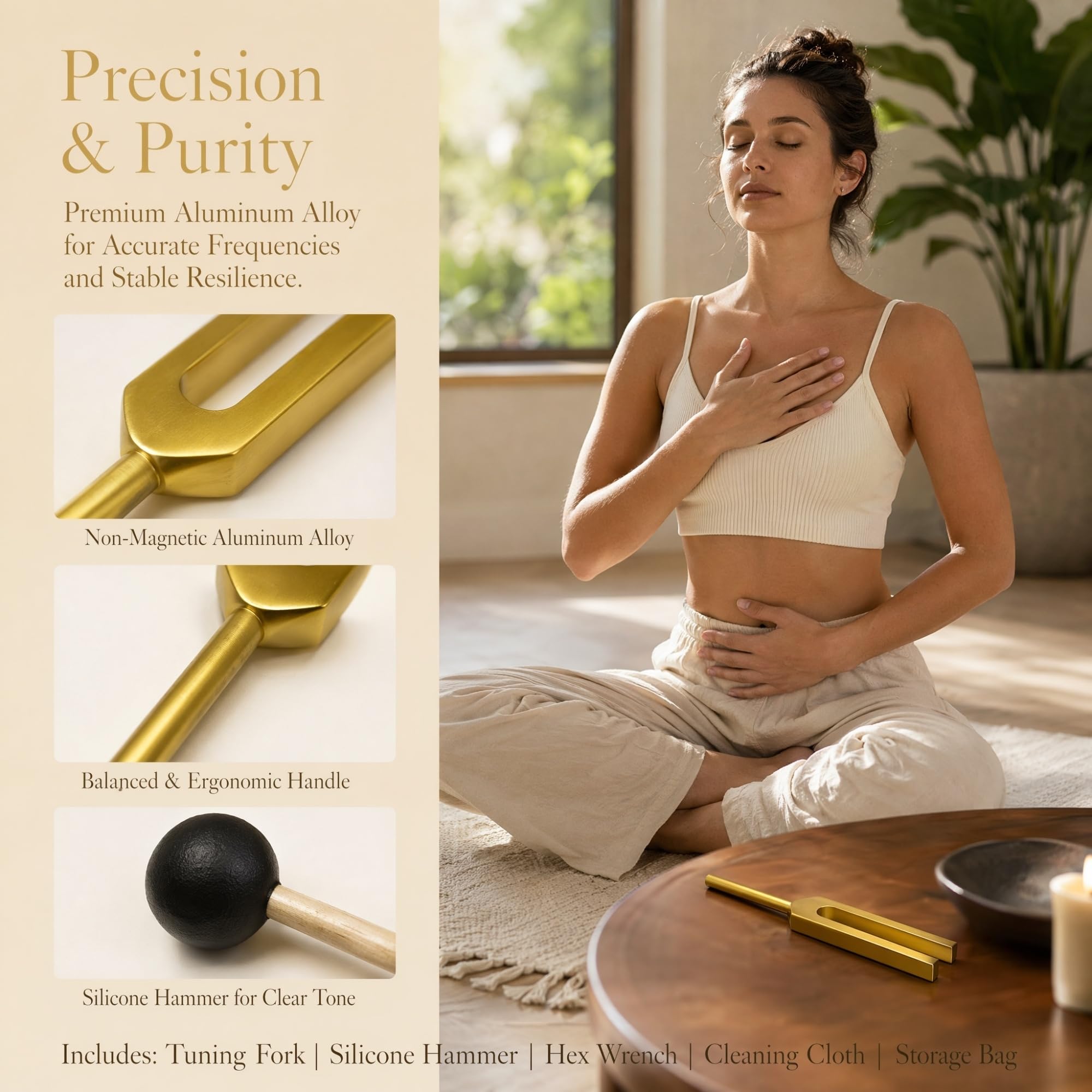 Miwayer Professional RE 285Hz Tuning Forks Golden for Healing, Medical, and Music – Multi-Frequency Tuning Fork Kit for Sound Therapy, Meditation, Chakra Balancing