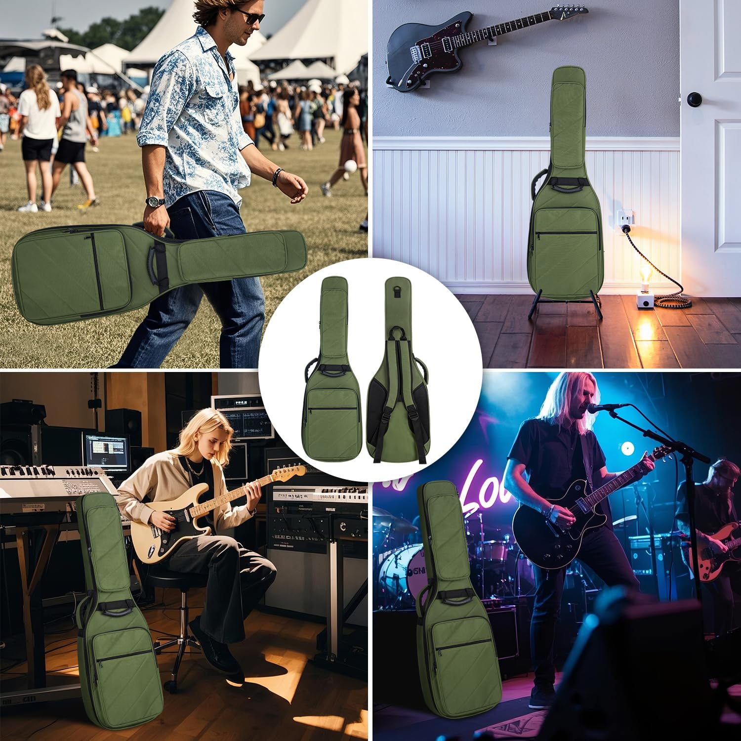 MUZNOTE Guitar Bag Electric Case Reinforced 0.7 In Thick Sponge Soft Padded Guitar Case with 3 Pockets Electric Guitar Gig Bag, Neck Cradle,Back Hanger Loop for 39 Electric Guitars