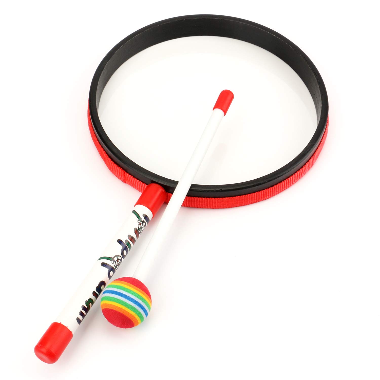 Foraineam 2 Pieces 8 Inch Hand Drum with Drum Stick Musical Sound Tool Music Percussion Instruments