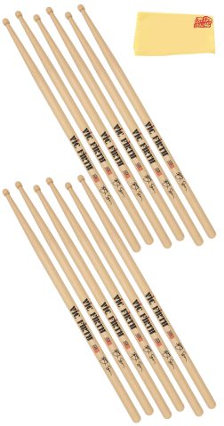 Vic Firth SSOA Signature Series Ash Soan Drumsticks – 6-Pack Bundle with Austin Bazaar Polishing Cloth