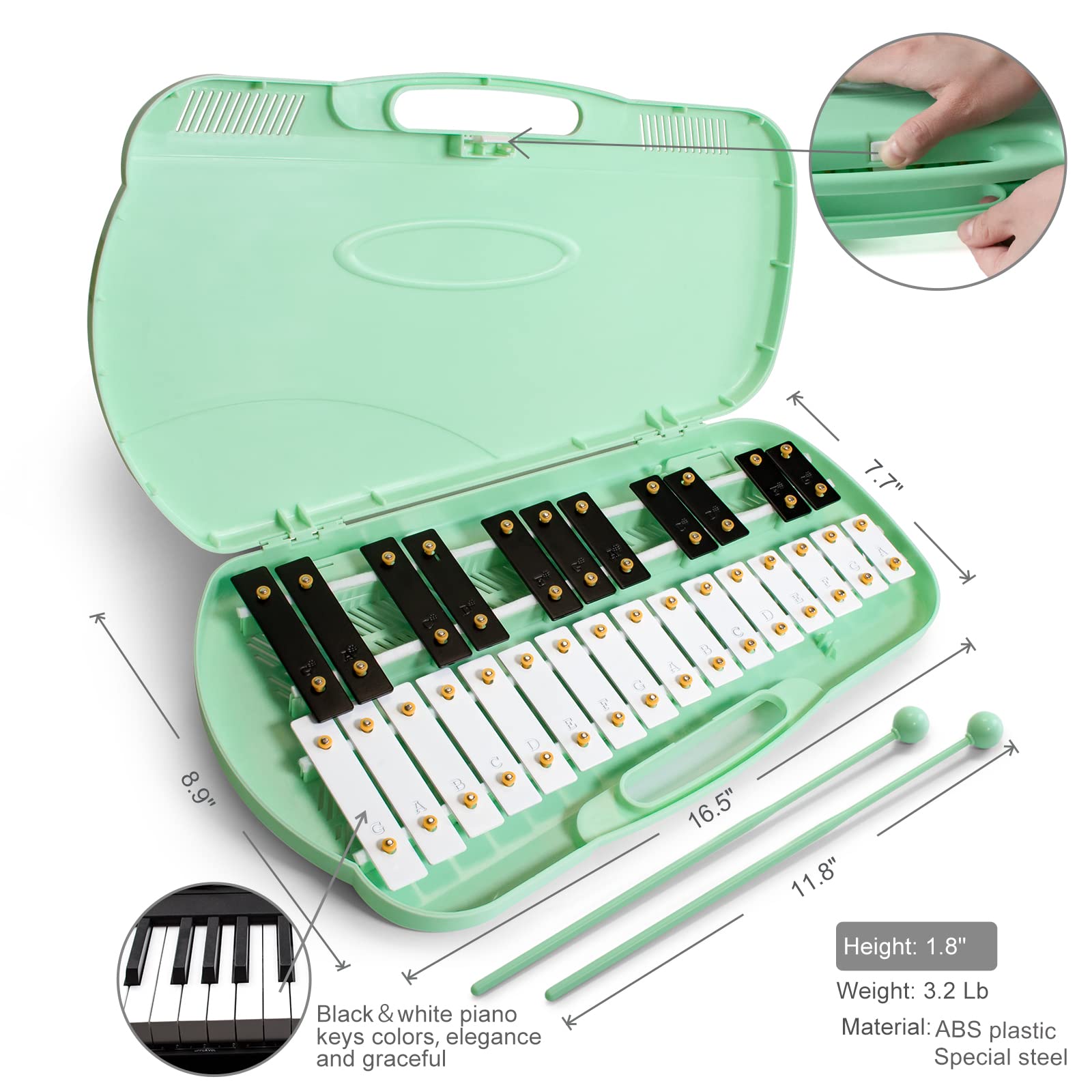 MUSICUBE 27 Keys Xylophone for Kids Adults Professional Glockenspiel Instrument with 2 Mallets & 11 Music Sheets Educational & Preschool Learning Musical Toys for Toddler Boys Girls Aged 3+(G5-A7)