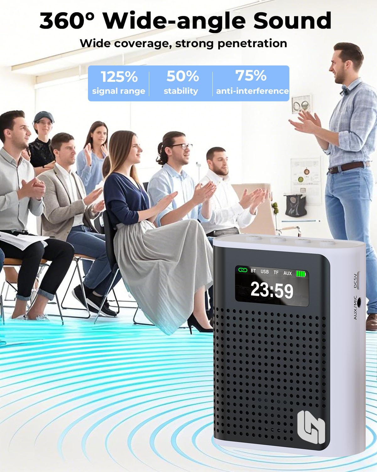 2026 New Upgraded Voice Amplifier Wireless Microphone with Magnetic Lavalier, LED Display Screen, Rechargeable Portable Microphone Speaker for Teachers, Classroom, Yoga, Meetings, Speeches, Tours