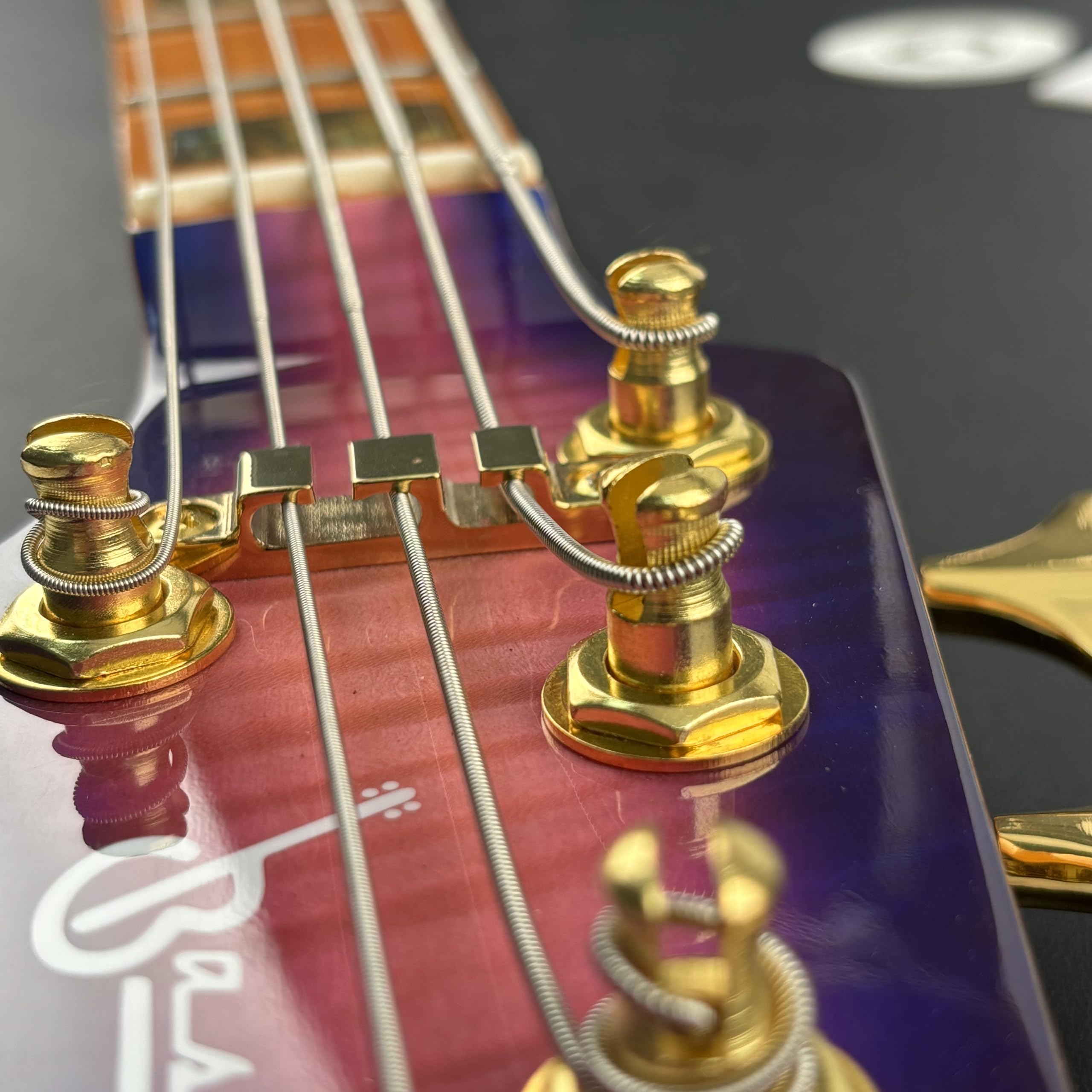 OVSAL Gold String Retainer Bass Head 3 String Retainer Bass Guitar String Tree Bass String Guide with Mounting Screws