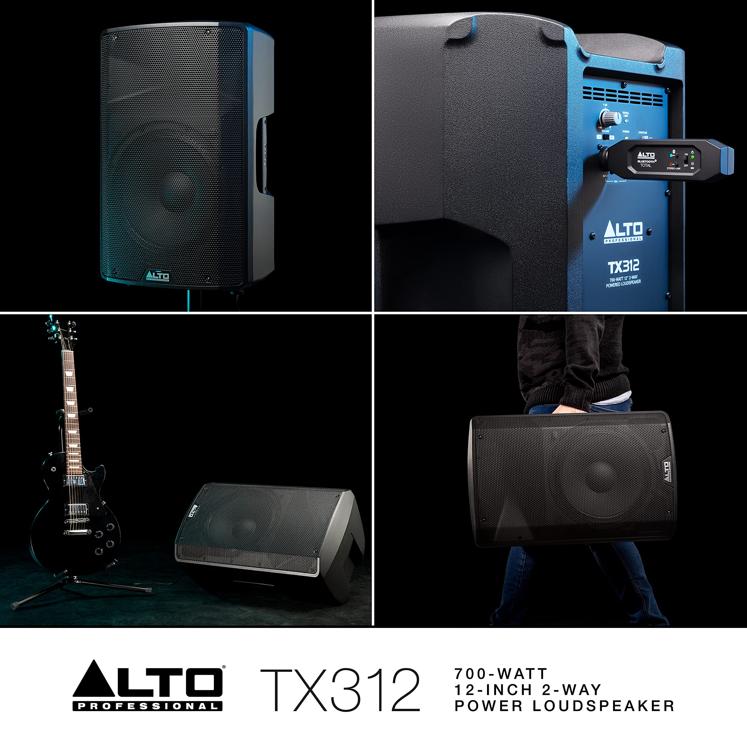 ALTO TX312 700W Powered DJ Speakers, PA System with 12″ 2 Way, Signal Limiting and Switchable Mic Line Preamp and XLR In/Out