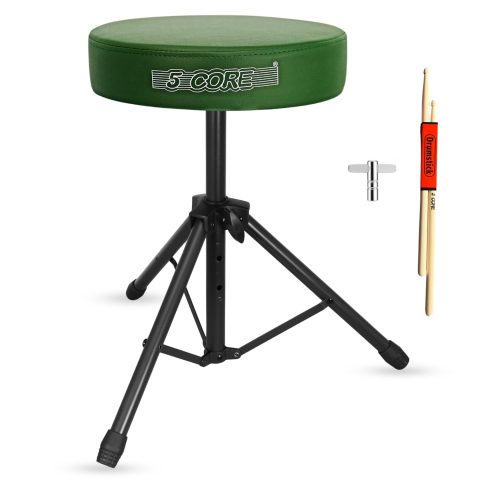 5 CORE Drum Throne Padded 3″ Seat Adjustable Drumming Stool Deep Green