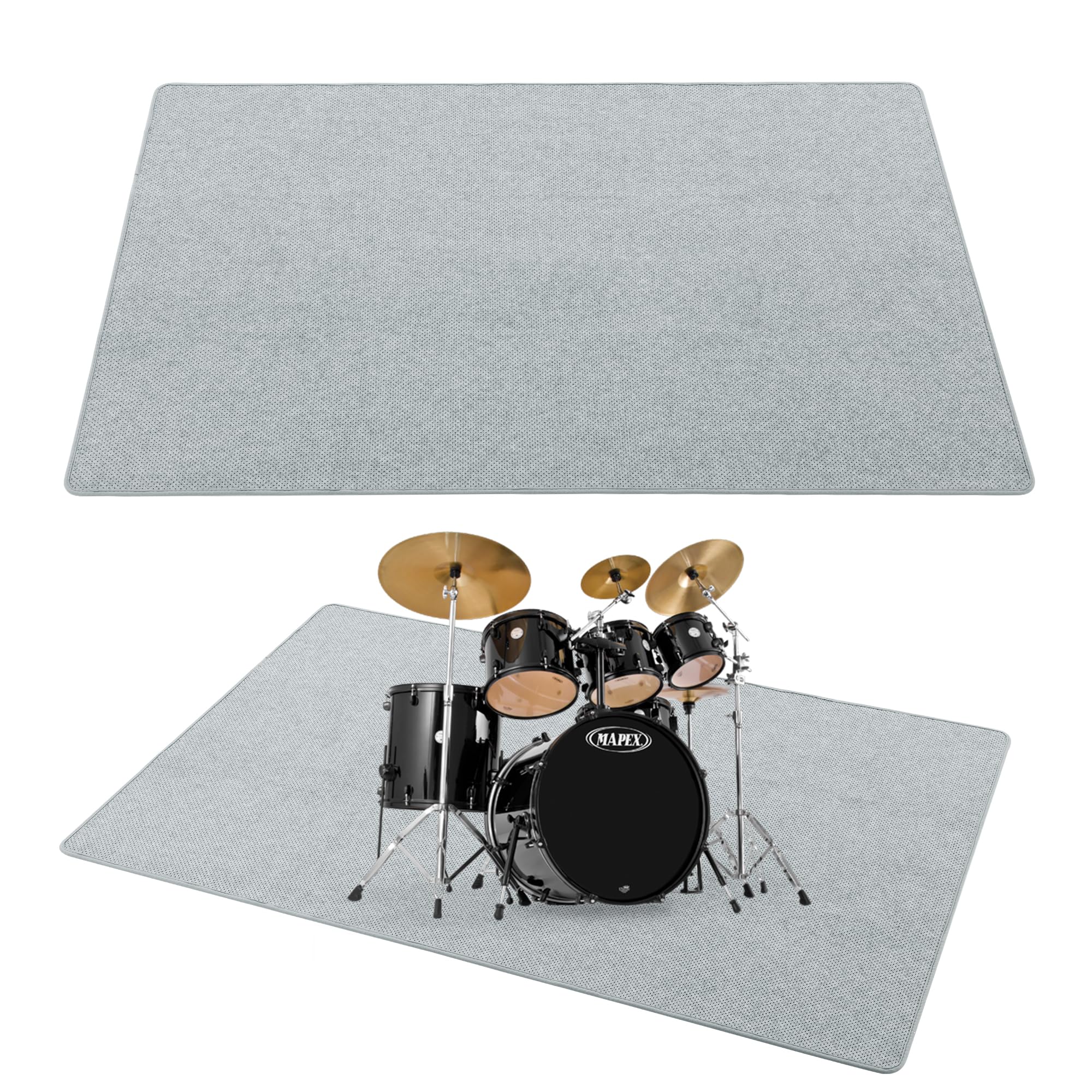 BALAPET Drum Rug,4 x 6Ft Drum Mat Drum Carpet with Non-Slip on Both Sides Soundproof Drum Floor Mat for Electrical Drum Drum Accessories Gift for Drummers(Gray)