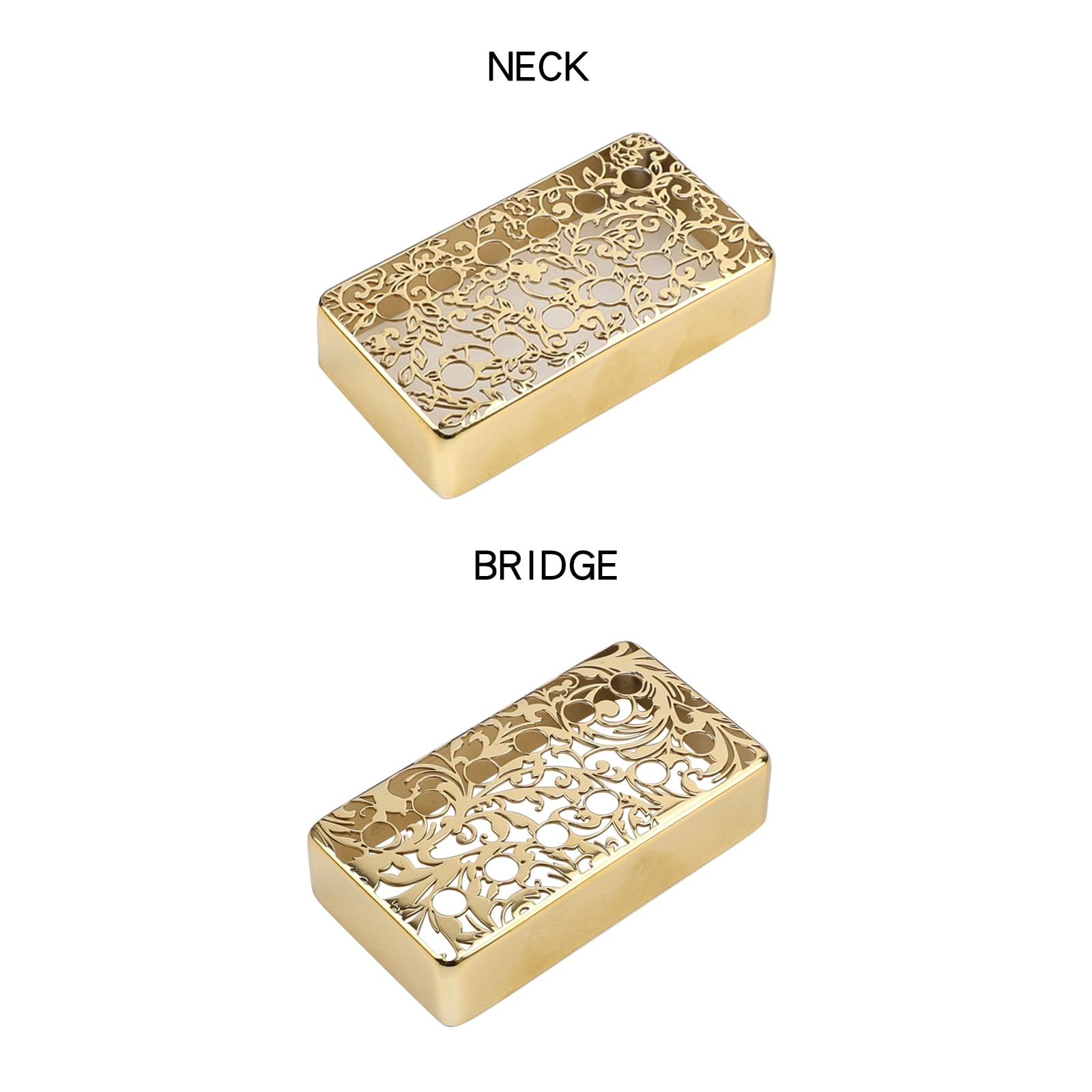 OVSAL 2 PCS Guitar Pickup Covers Gold 50mm/52mm Pole Spcing Pickup Covers Brass Humbucker Guitar Pickup Cover Neck Bridge Pickup Covers for Les Paul Lp Electric Guitar