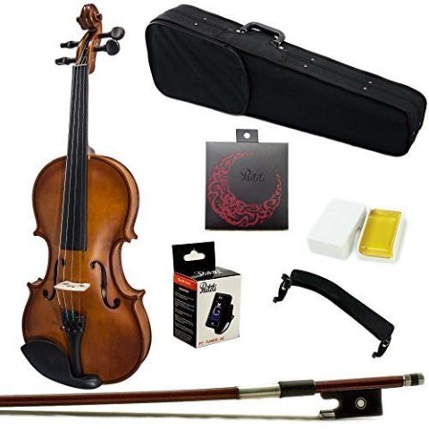 Paititi 1/8 Size Artist-100 Student Violin Starter Kit with Brazilwood Bow Lightweight Case, Shoulder Rest, Extra Strings and Rosin
