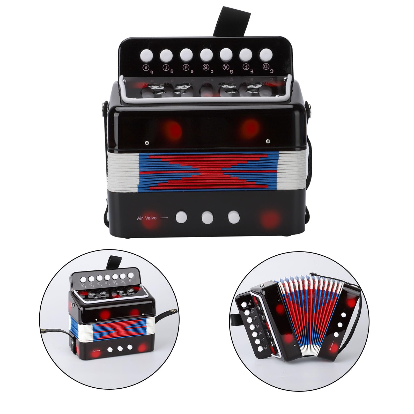 BGMUSER kids Accordion 10 Buttons Keys Toy Accordion MIni Accordian Musical Instrument for Children Beginners (Black)