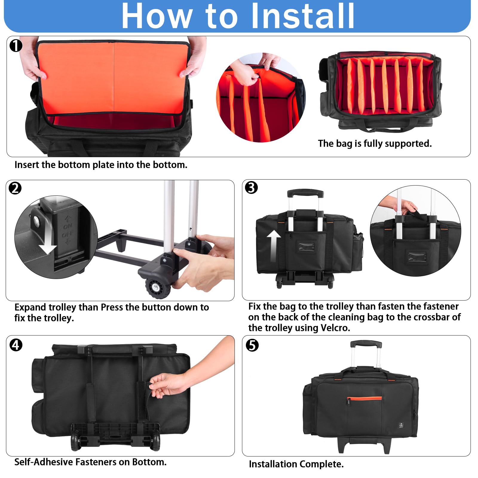 Timoxi Large Rolling DJ Bag Built-in hard plastic With Detachable Trolley