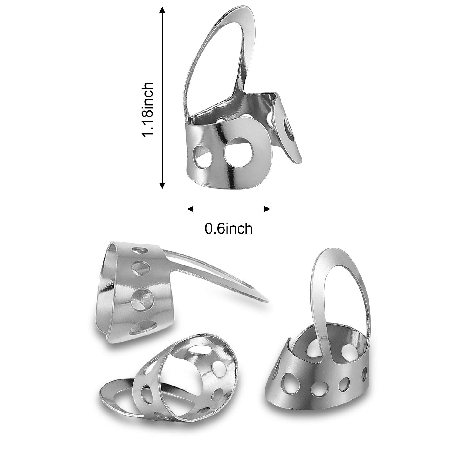 Shappy 12 Pcs Stainless Steel Metal Finger Picks, Open Design Including Finger Thumb Picks, Adjustable for Guitar, Bass, Banjo, Large and Medium Sizes, Silver