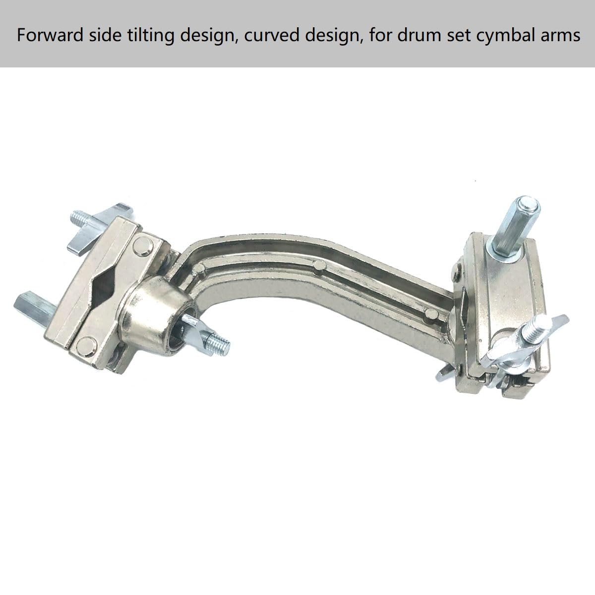 TUOREN Dual Drum Tilting Accessory Clamp 360° Rotating Double Drum Set Percussion Mounting Multi-Clamp Bracket for Cymbal Stand Hardware Accessories