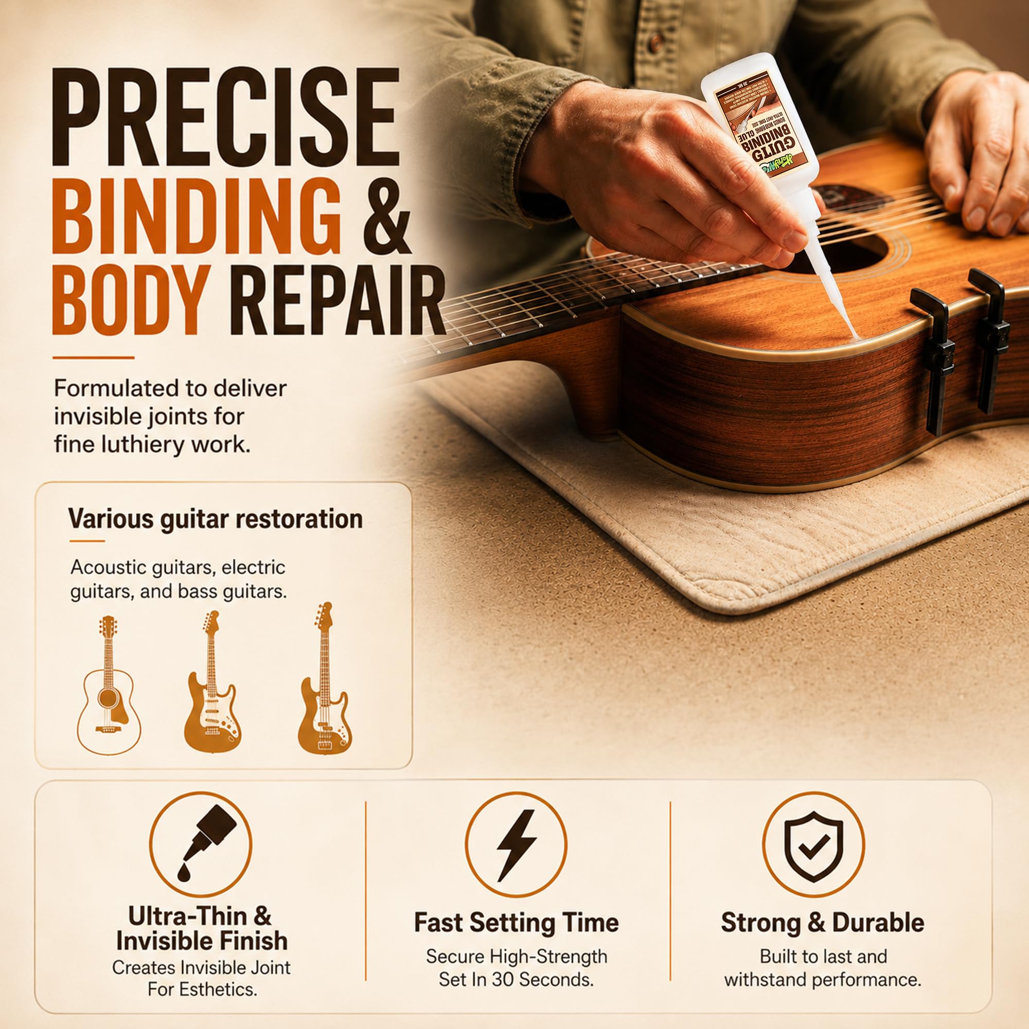 2 Pcs Guitar Nut and Binding Glue Kit, Repair Thin CA Glue for Fret & Nut