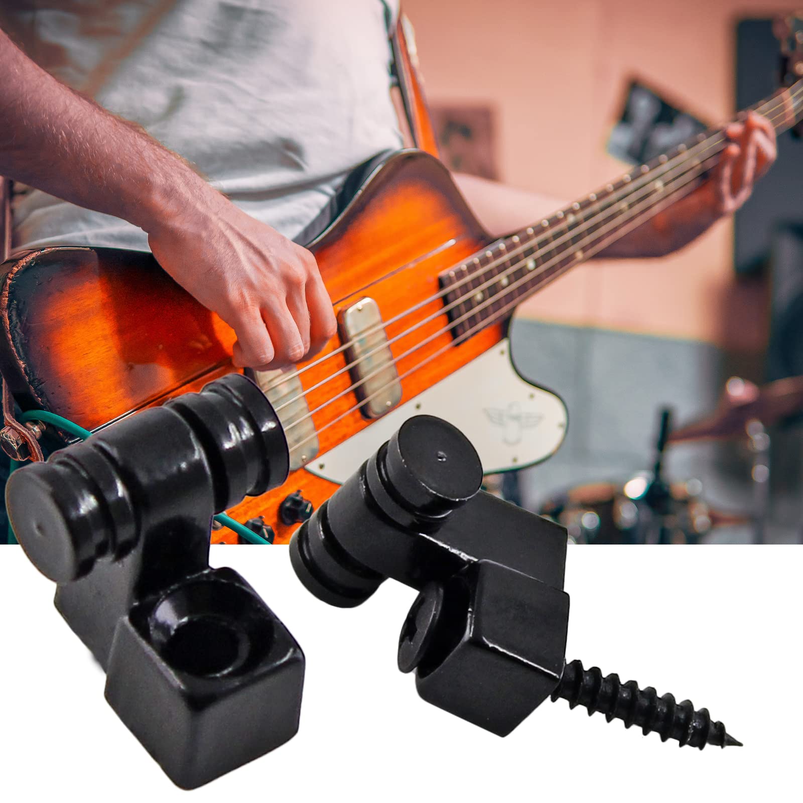 Jersvimc 2 Pcs Guitar Roller String Tree, Black, for Tele Start