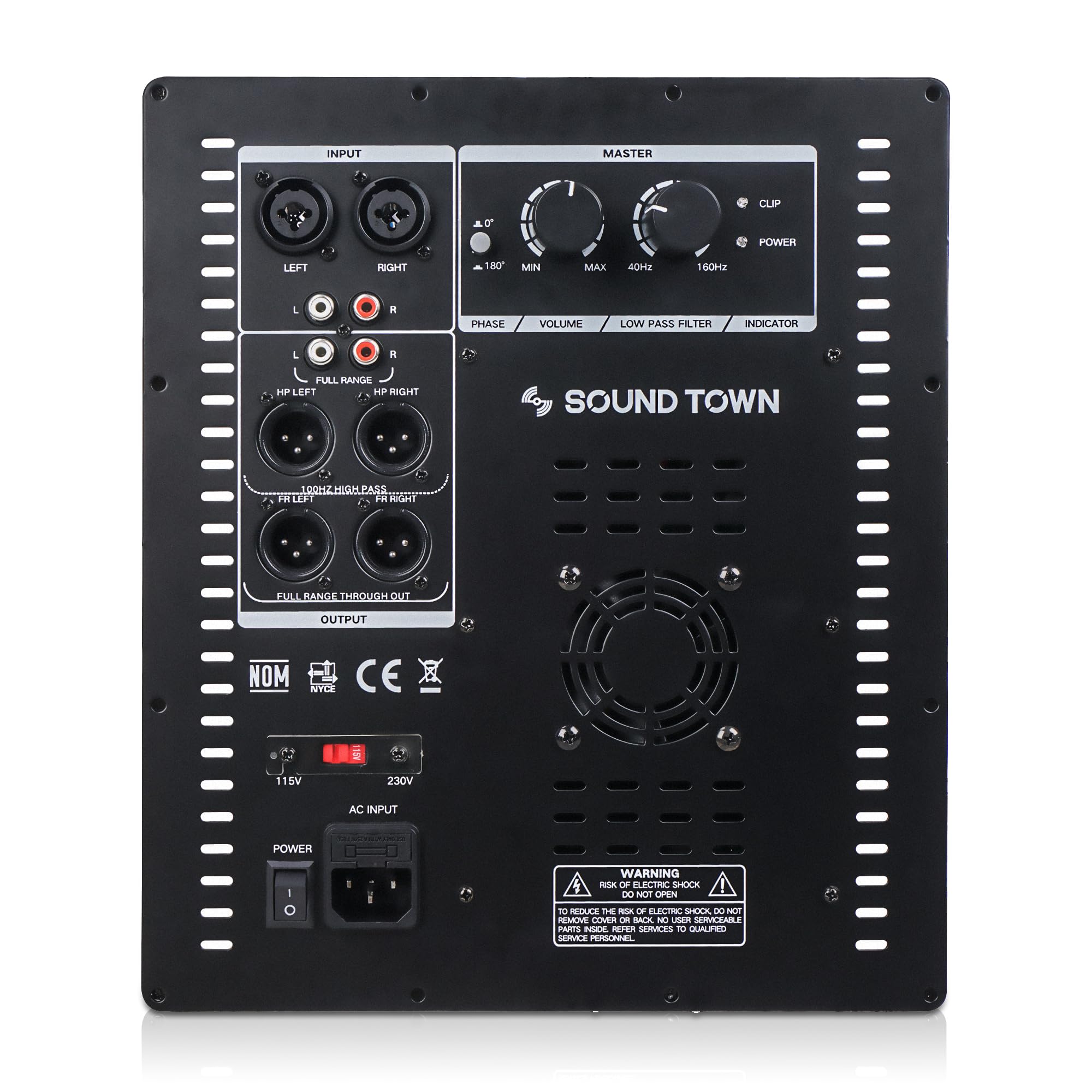 Sound Town METIS Series Powered Subwoofer 2400 Watts 18″, with Class-D Amplifier, 4-inch Voice Coil, High-Pass Filter (METIS-18PWG)