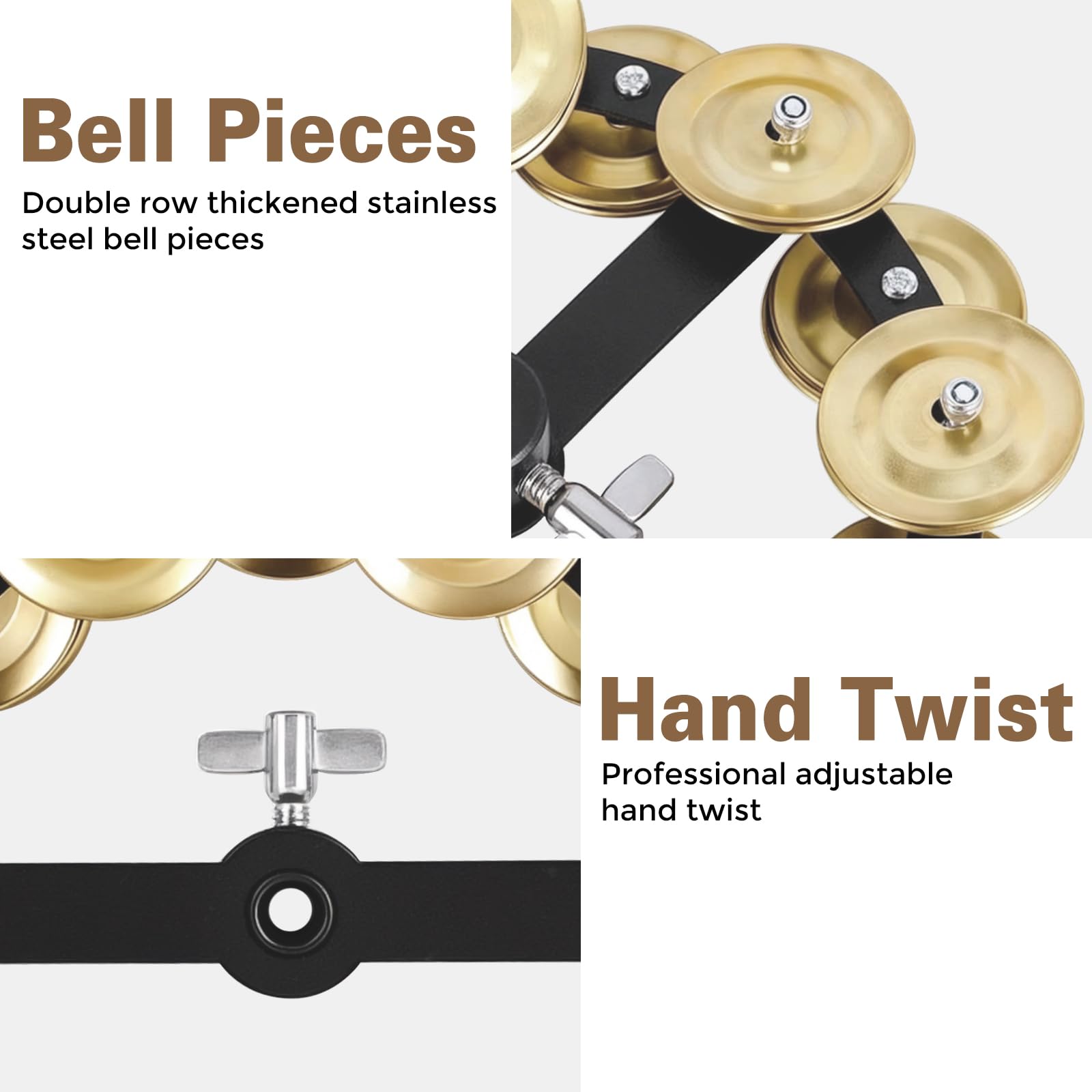 EASTROCK 5.5 Inch Cymbal Hi-Hat Tambourine Double Rows,Gold