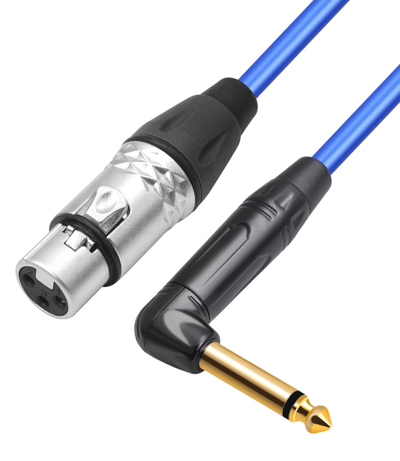 HUALEU 2Pack XLR Female to 1/4 TS Right Angle,6.35mm Mono 1/4 TS Right Angle to 3Pin XLR Female Audio Cable,20AWG 6N OFC+Silver Plated HI-END Audio Cable-6Feet