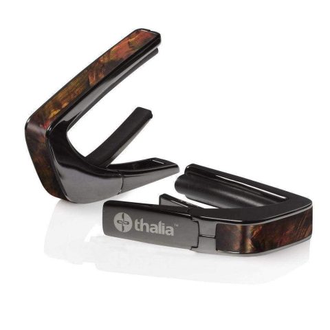 Thalia Guitar Capo for Acoustic and Electric – Exotic Series with Universal Human Touch Fret Pads – Premium Capo for Acoustic Guitar 6 and 12 String, Electric & Classical – Black Chrome – Whiskey Wing