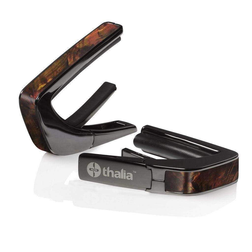 Thalia Guitar Capo for Acoustic and Electric – Exotic Series with Universal Human Touch Fret Pads – Premium Capo for Acoustic Guitar 6 and 12 String, Electric & Classical – Black Chrome – Whiskey Wing
