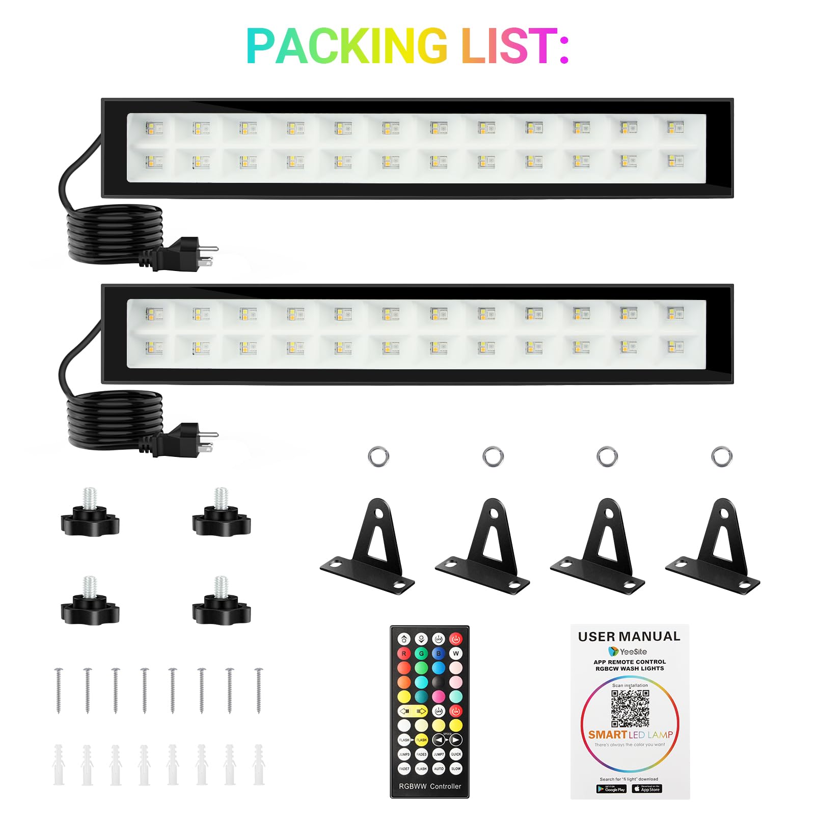 Yeesite LED Stage Wash Light Bar 2Pack for Outdoor Indoor Party