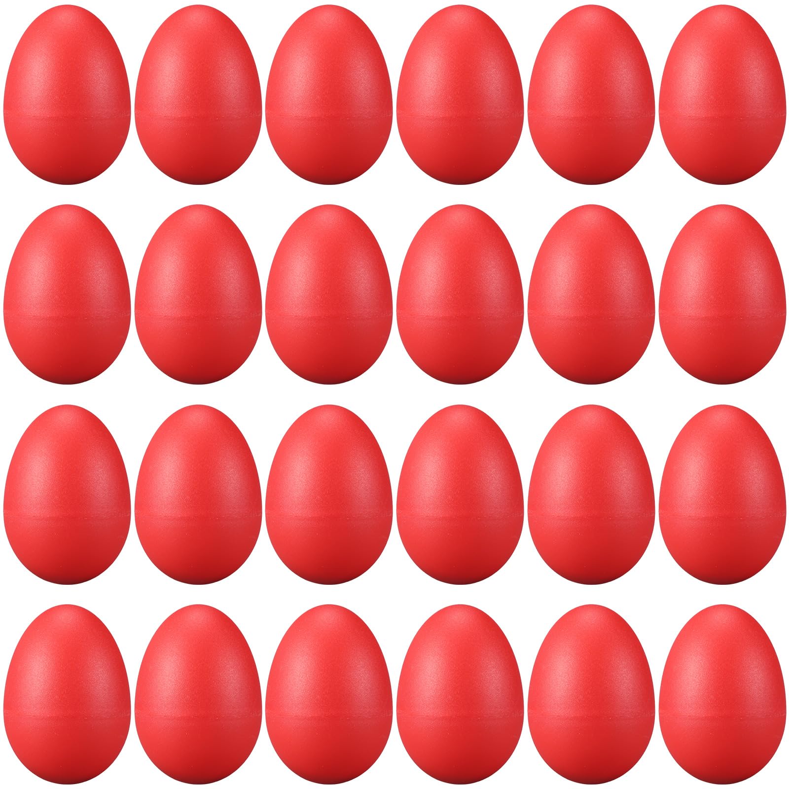 24 Pcs Red Egg Shakers – Plastic Easter Egg Instruments Percussion Maracas Egg for DIY Painting (Red)