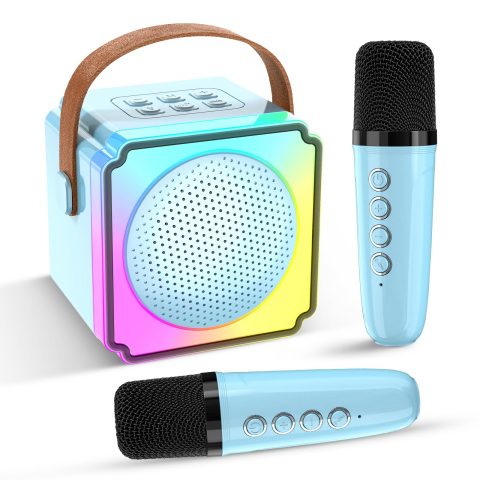 Mini Karaoke Machine for Kids and Adults,Portable Bluetooth Karaoke Speaker with 2 Wireless Microphones, Kids Karaoke Machine for Home Party,Birthday Gifts for Girls Boys（Blue）