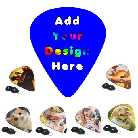 PLKIUYT 6-Pack Customized Guitar Picks Personalized Guitar Accessories Two Sides Printing with Your Name Text Picture Guitar Pick for Men and Women, Blue, 0.71mm